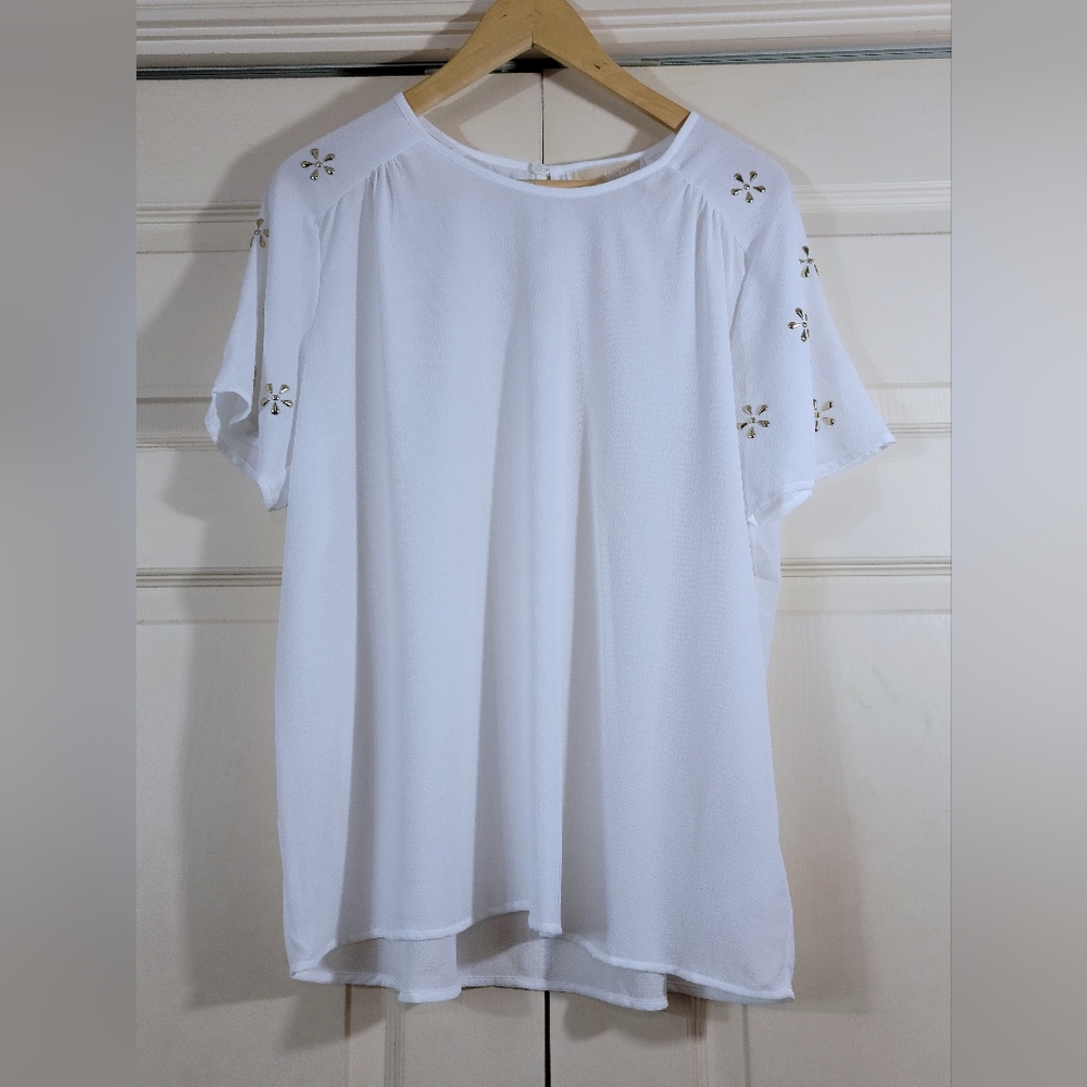 Michael Kors White Blouse with Gold Embellishments